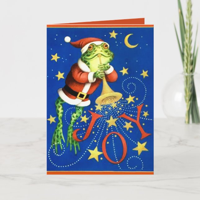 Froschspiel Trompete Weihnachtsgeburtskarte Karte (Vorderseite)