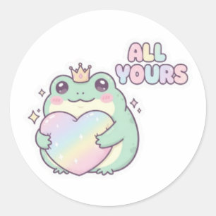 Froschsticker 'Alles Deins' Süßer Frosch umarmt He Runder Aufkleber