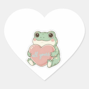 Froschsticker 'Ganz Deins' Süßer Frosch umarmt Her Herz-Aufkleber