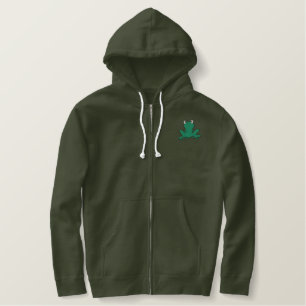 Froschtasche und Rücken Bestickter Hoodie