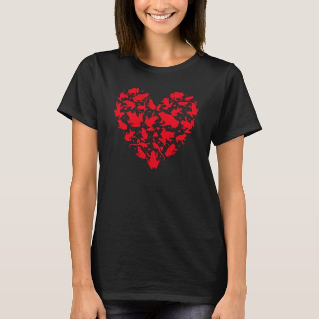 Froschtierherz-Frosch-Valentinstag T-Shirt (Vorderseite)