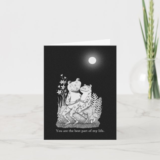 Froschtoilette unter Vollmond Romantische Liebe Karte (Vorderseite)