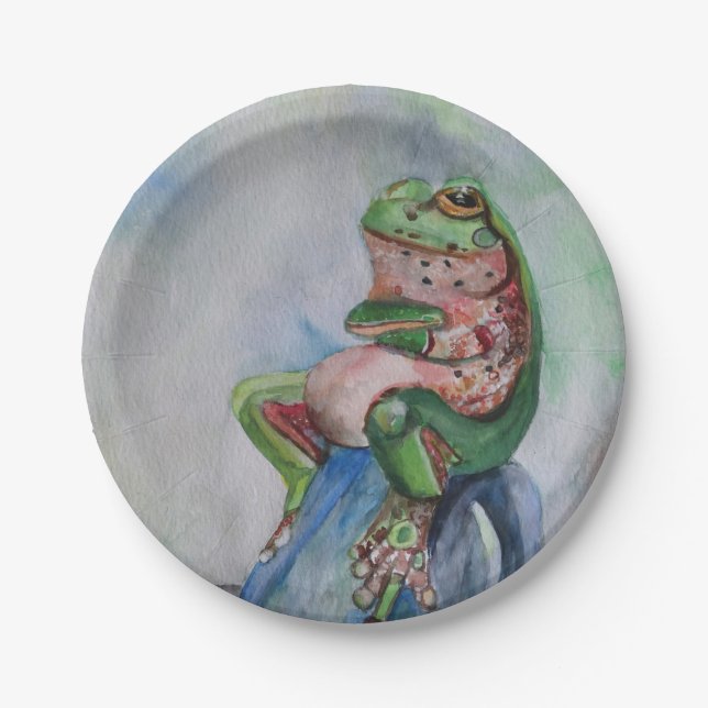 Froschwatercolor-Papier-Teller 7" Pappteller (Vorderseite)