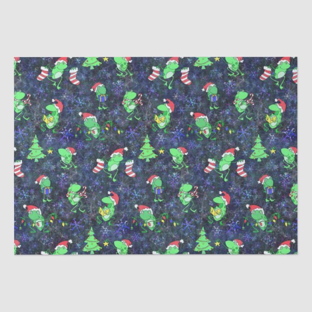 Froschweihnachtsfest — Niedlicher Frosch Lila Schn Seidenpapier (Vorderseite)