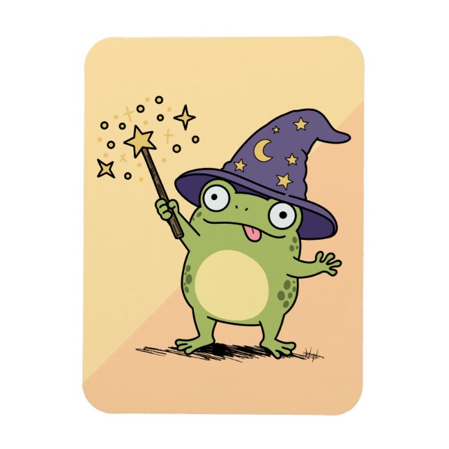 Froschzauberer beim Zaubern Magnet (Vertikal)