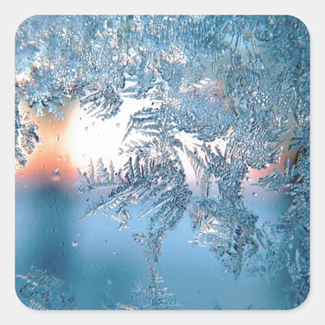 Frost auf Glas Quadratischer Aufkleber (Vorderseite)