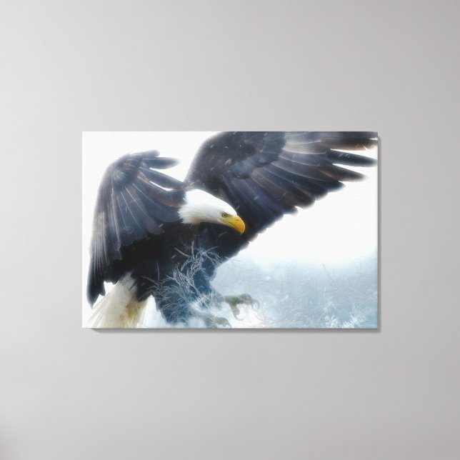 Frost Bald Adler Landung Wohnzimmer Bold Stück Leinwanddruck (Vorderseite)