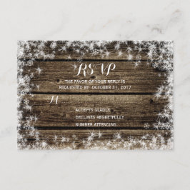 Frost Bite Barn Wood Rustic Winter Wedding UAWG RSVP Karte