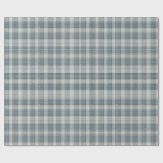 Frost Blue & Cream Snowflake Plaid Wrapping Paper Geschenkpapier (Flach)