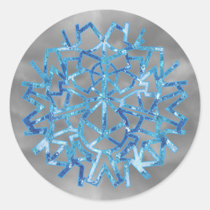 Frost Blue Snowman Snowflake Runder Aufkleber