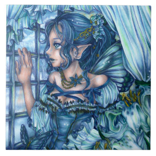 Frost Fairy Girl's View of a Saphire Winter Fliese