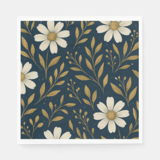 Frost & Gold Daisies Paper Napkin Serviette