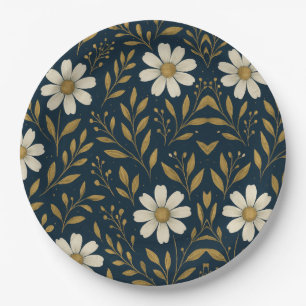 Frost & Gold Daisies Papierplatte Pappteller