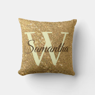 Frost Gold Glitzer Mit Monogramm Kissen