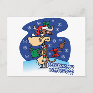 Frost meine Brustwarzen von lustiger Weihnachtskuh Feiertagspostkarte