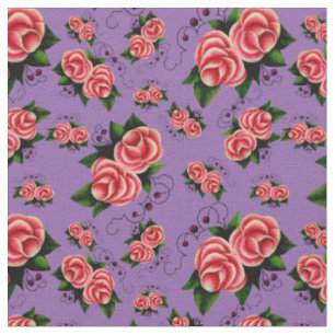 Frost Rosen, Rosa Rose, Folk Rose 3 Zazzle lila Stoff