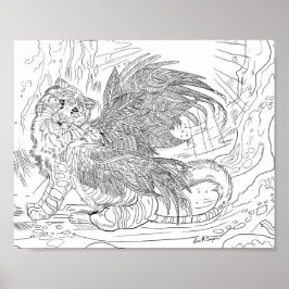 Frost Wing Tiger Coloring Page Poster