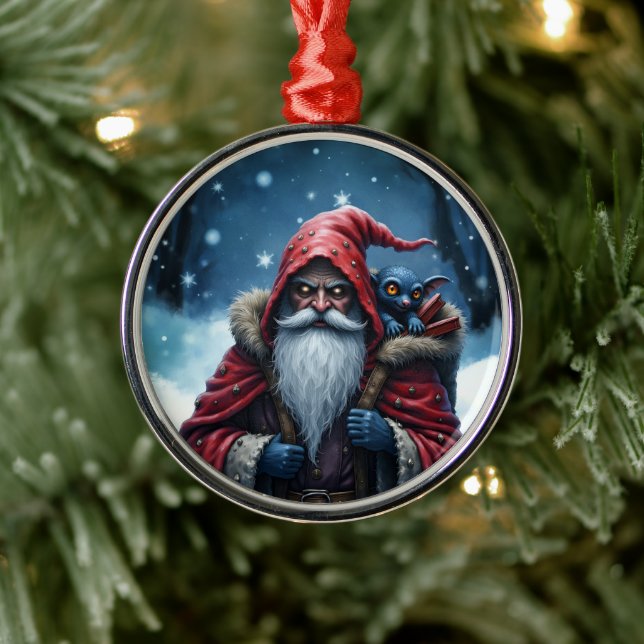 Frostbite Santa & His Mischief Elf. Ornament Aus Metall (Baum)