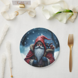 Frostbite Santa & His Mischief Elf. Pappteller
