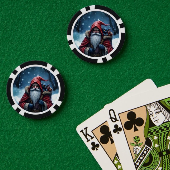 Frostbite Santa & His Mischief Elf. Pokerchips (Pokertisch (doppelt))
