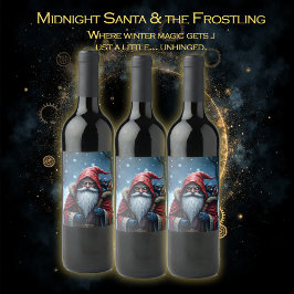Frostbite Santa & His Mischief Elf. Weinetikett