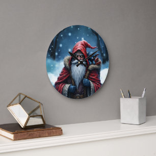 Frostbite Santa und sein Elf der Unfug treiben. Große Wanduhr