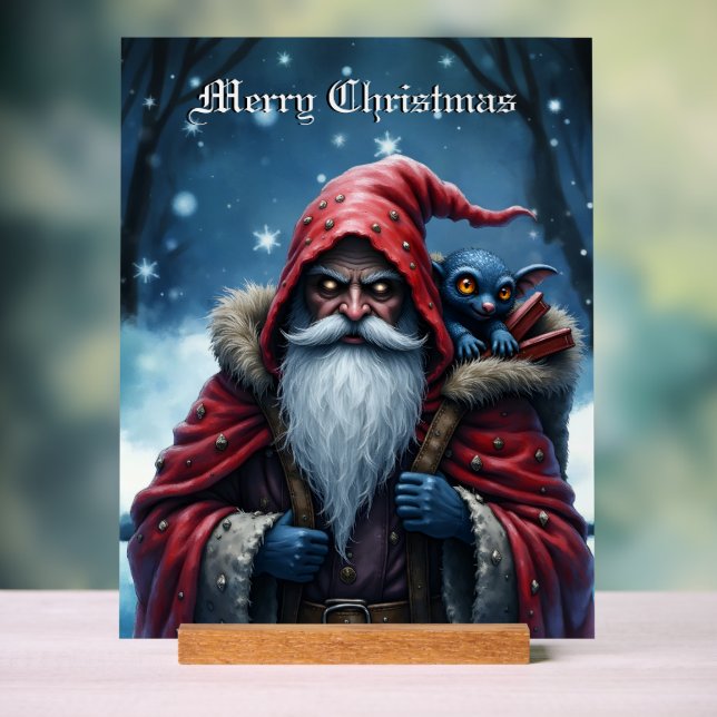 Frostbite Santa und sein Schabernack-Elf.  Acrylschild (Neutral)