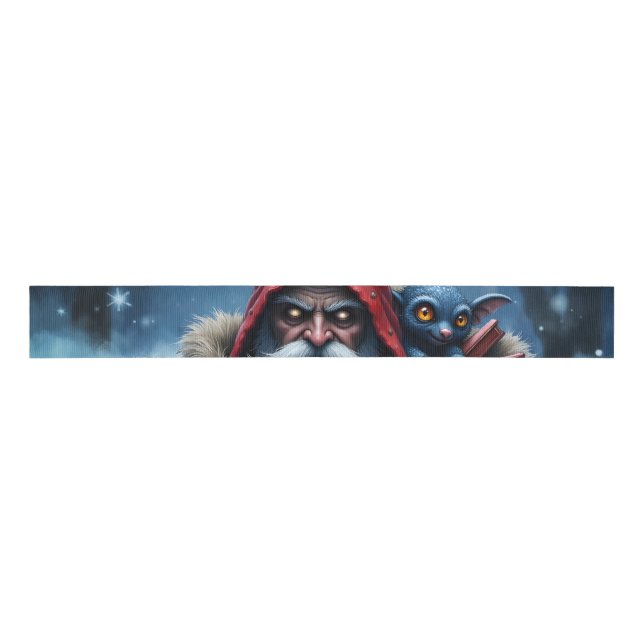 Frostbite Santa und sein Schabernack-Elf. Ripsband (Vorderseite)