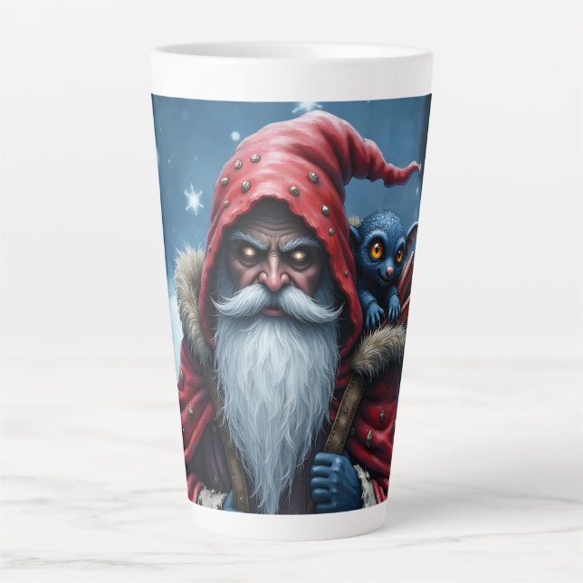 Frostbite Santa und sein Unheil bringender Elf. Milchtasse (Vorderseite)