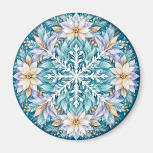 Frostblumen-Winter-Mandala Magnet