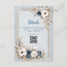 Frosted Bloom Dusty Blau und Goldene Hochzeit Begleitkarte