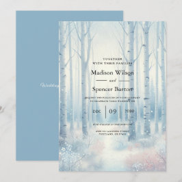 Frosted Blue Birch Forest Wedding Einladung