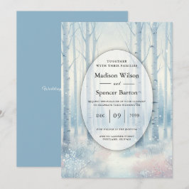 Frosted Blue Birch Forest Wedding Einladung