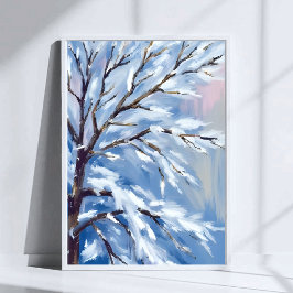 Frosted Branches | Winter Snow Tree Painting Poster
