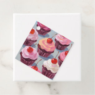 Frosted Cherry Cupcakes   Geburtstagsfeier Geschenkanhänger