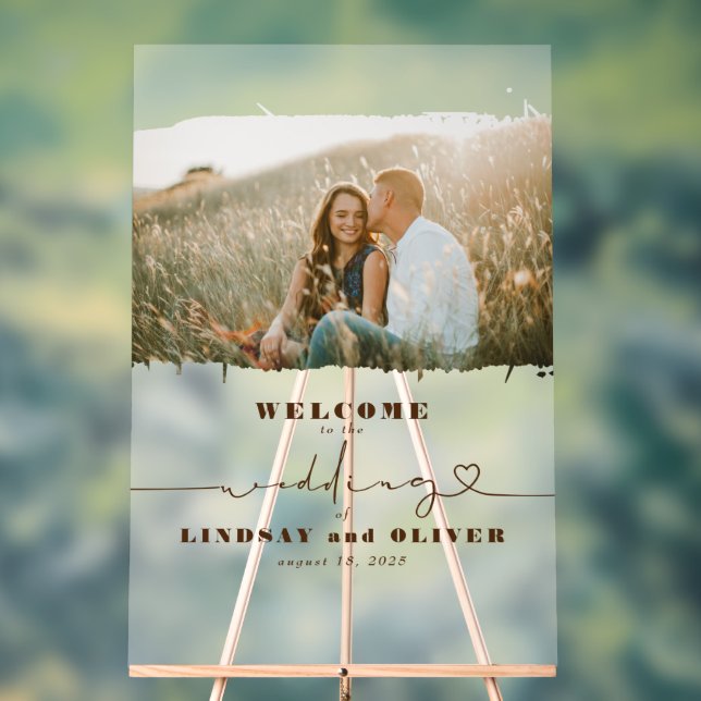 Frosted Elegant Wedding Welcome Foto Sign Acrylschild (Neutral)