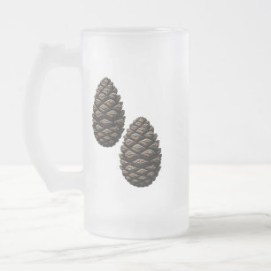 Frosted-Glas-Tasse mit Pinienzapfen-Design – 475 m Mattglas Bierglas
