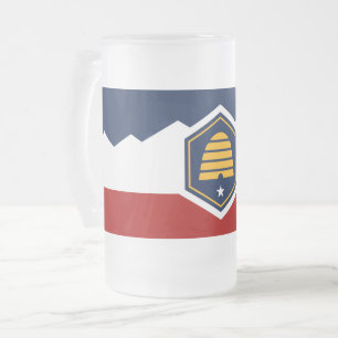 Frosted Glass Becher mit Flagge von Utah, USA Mattglas Bierglas