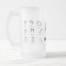 Frosted Glass Beer Mug ECC,ESMALTADO ZODIACAL