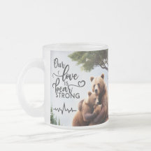 Frosted Glass Mug Bear Family Heartbeat Love 