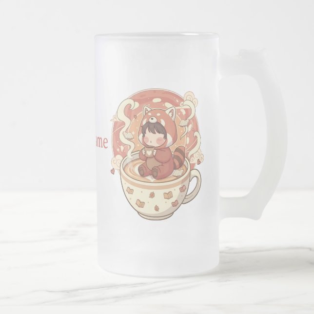 Frosted Glass Red Panda Warm Glow Mug Mattglas Bierglas (Rechts)