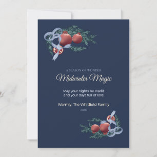 Frosted Granatapfel Familien-Weihnachtskarte Einladung