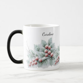 Frosted Winter Berry and Spruce Botanical Holiday  Verwandlungstasse