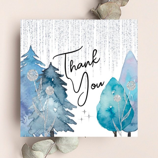 Frosted Winter - Silver- Bridal Thank You Card Dankeskarte (Von Creator hochgeladen)
