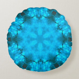 Frosteis Blauschneeflocken Kaleidoskop-Muster Rundes Kissen