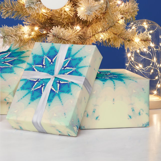 Frostes Wasser Frostig Blaue Winterschneeflocke Geschenkpapier (Feiertage)