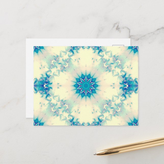 Frostes Wasser Frostig Blaue Winterschneeflocke Postkarte (Vorderseite/Rückseite Beispiel)