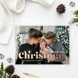 Frostes Weihnachtsfest mit stilvoller Rose Gold Folien Feiertagskarte