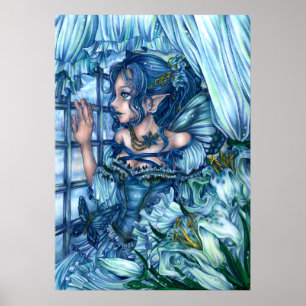 Frostfeenmädchens Blick auf einen saphirnen Winter Poster