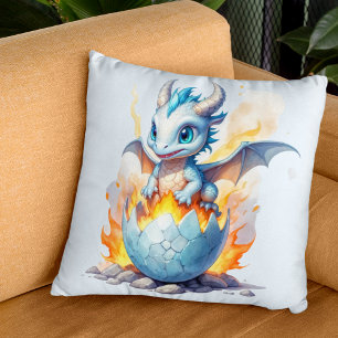 Frostfire Hatchling Blue Dragon Fantasy Kissen